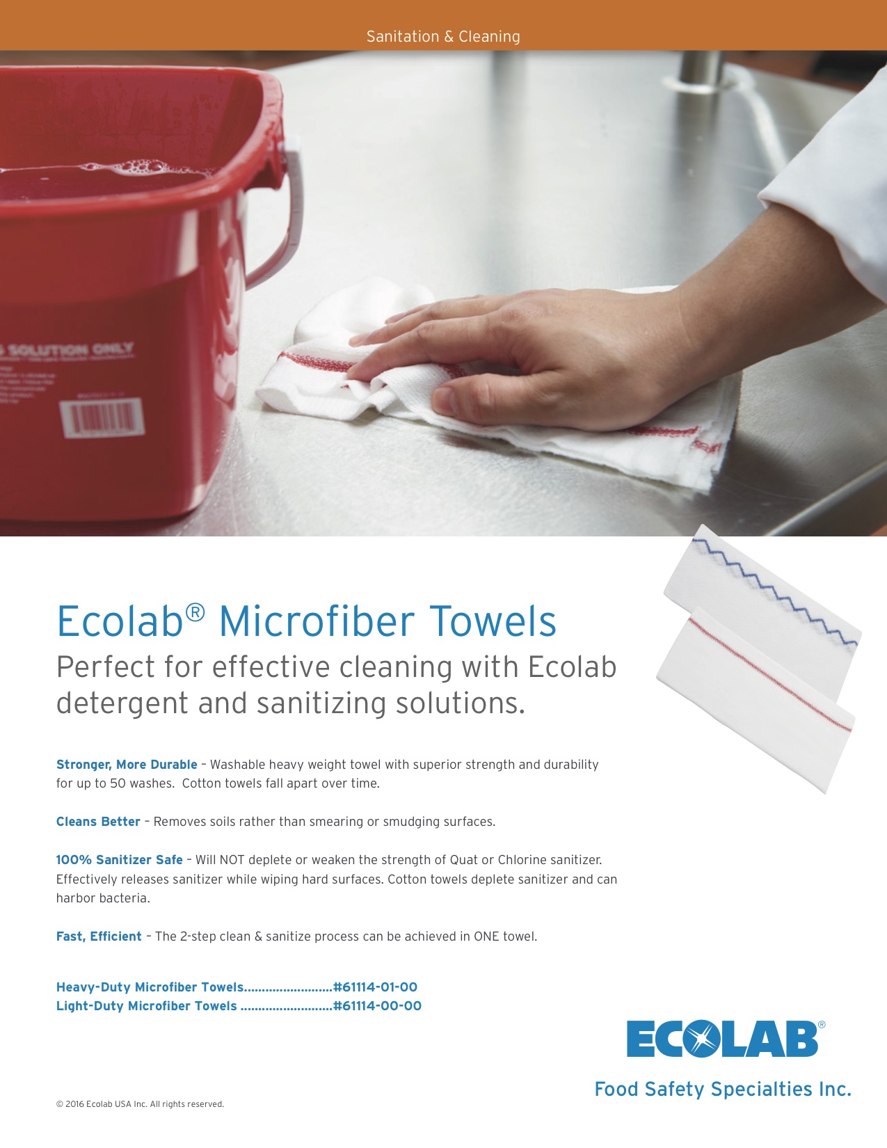 Ecolab Microfiber Towels Sell Sheet