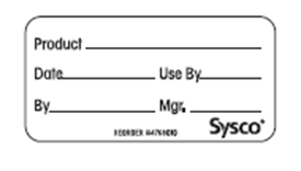 2 Dissolvable Sysco Label ESF