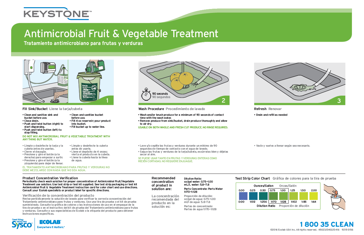 Keystone Antimicrobial Fruit & Vegetable Treatment Wall Chart