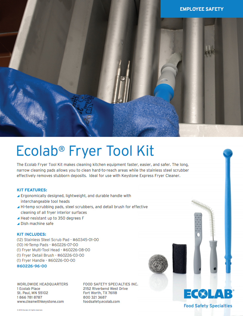 Ecolab Fryer Tool Kit Sell Sheet