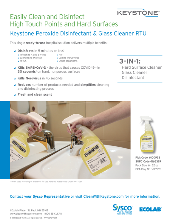 Keystone Peroxide Disinfectant Glass Cleaner RTU