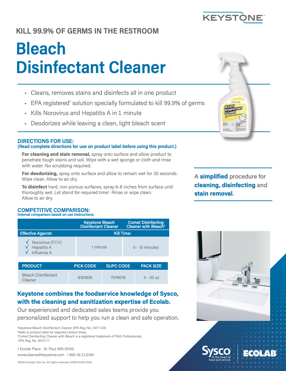 Keystone Peroxide Disinfectant Glass Cleaner RTU