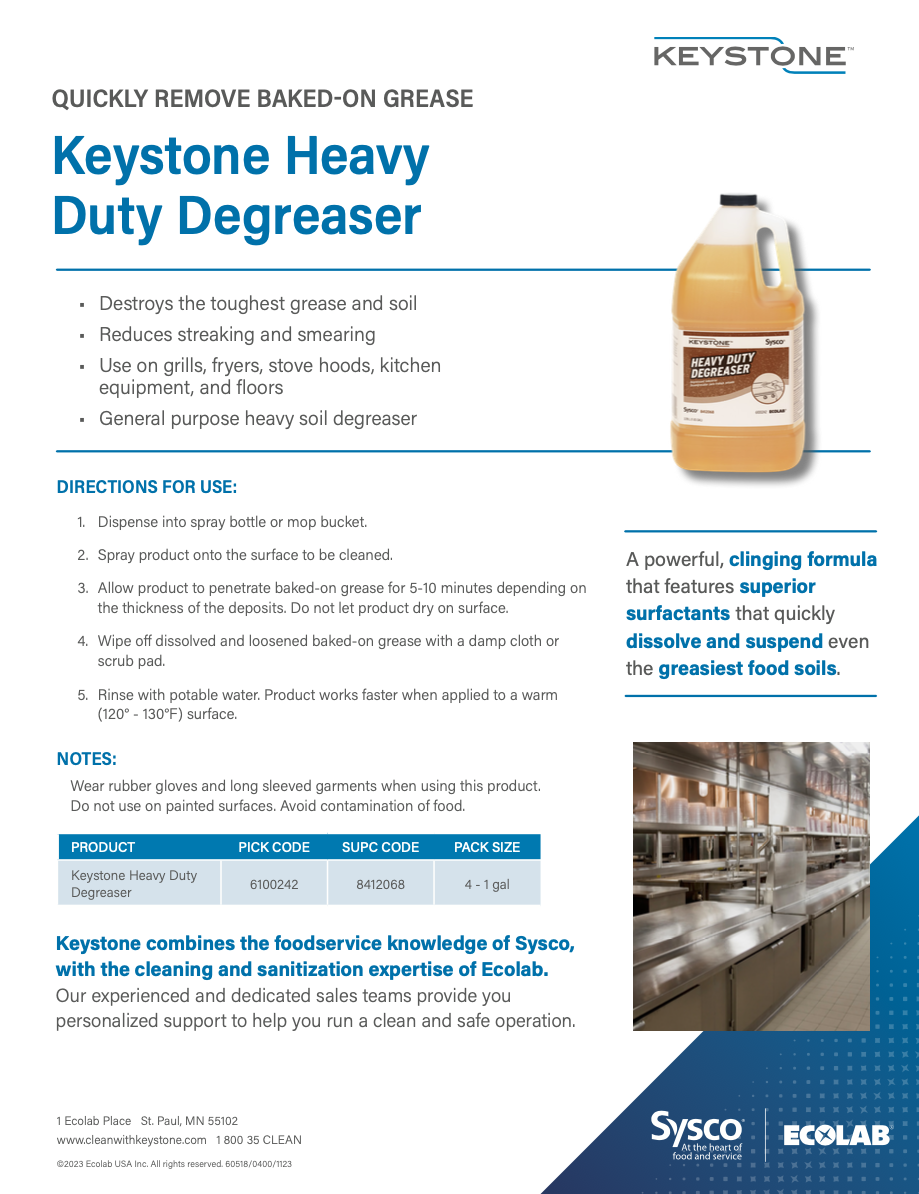 Keystone Heavy Duty Degreaser Sell Sheet