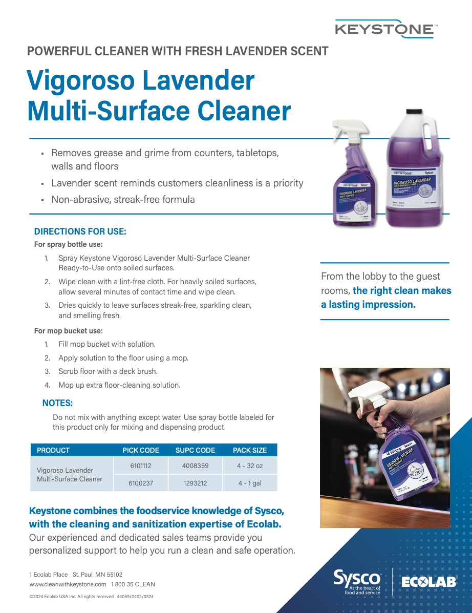 Keystone Vigoroso Lavender Multi Surface Cleaner